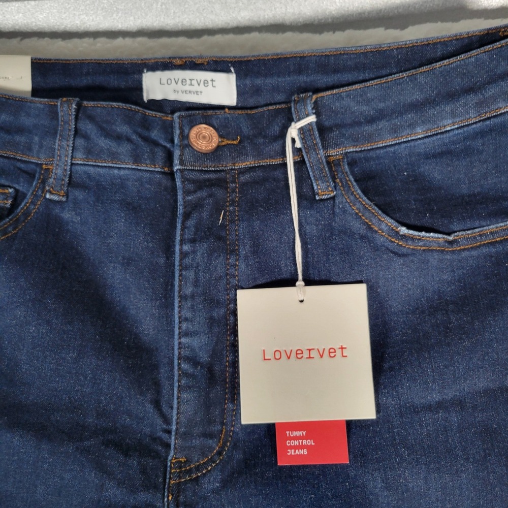 Lovervet Vervet Jean Women 36x36(Actual 36x34Dark Indigo Wide Leg Tummy Control